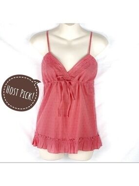 New-pathway LA Boutique Brand, Swiss Dot Cotton, Strappy  Front Tie Camisole Top